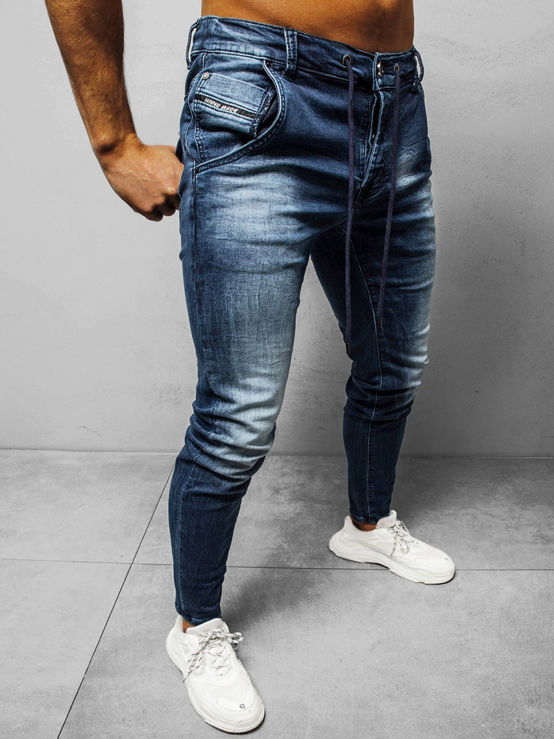 Spodnie jeansowe męskie ciemno-niebieskie OZONEE NB/MP0004BS