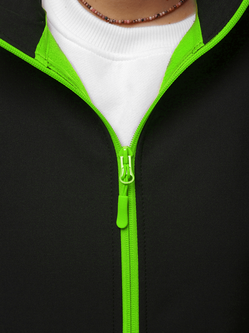 Kurtka softshell damska z kapturem czarno-zielona OZONEE JS/HH018/1/52