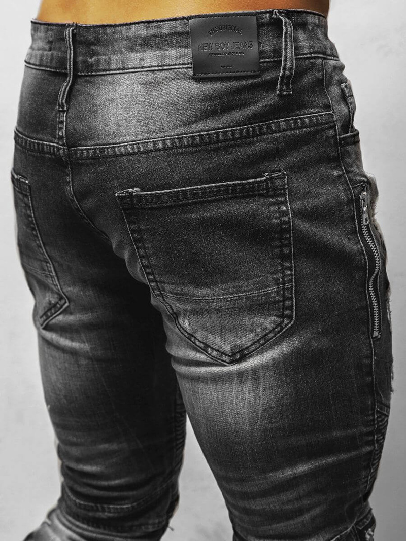 Spodnie jeansowe męskie czarne OZONEE NB/MP007N