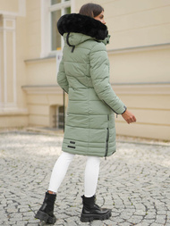 Kurtka zimowa damska długa pikowana miętowa OZONEE O/W377Z