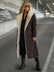 Płaszcz zimowy damski pikowany czekoladowy OZONEE JS/16M9168/158