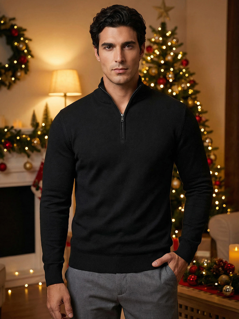 Sweter męski czarny OZONEE NB/MM6007/4Z