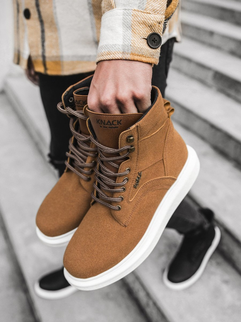 Sneakersy wysokie camelowe OZONEE KN/404