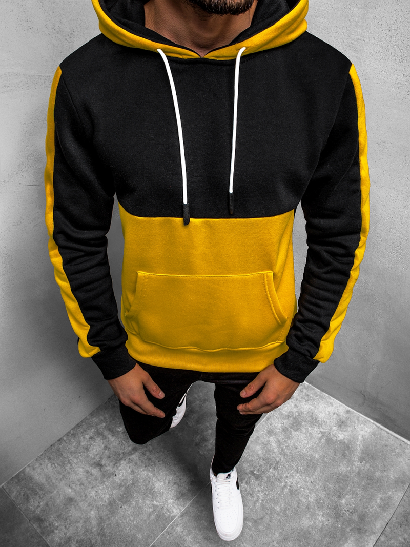 Bluza męska z kapturem czarno-żółta OZONEE JS/KS2165Z