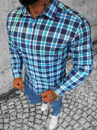 Koszula męska w kratę kolorowa OZONEE O/1122Z