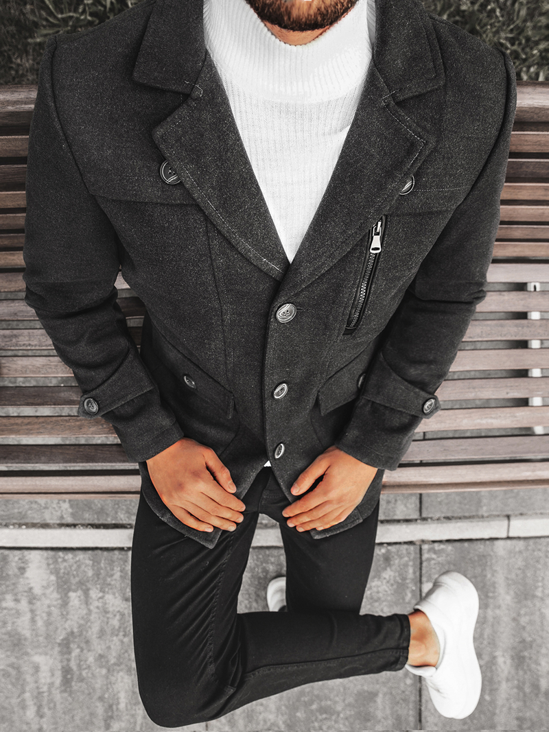 Płaszcz męski ocieplany grafitowy OZONEE N/5920