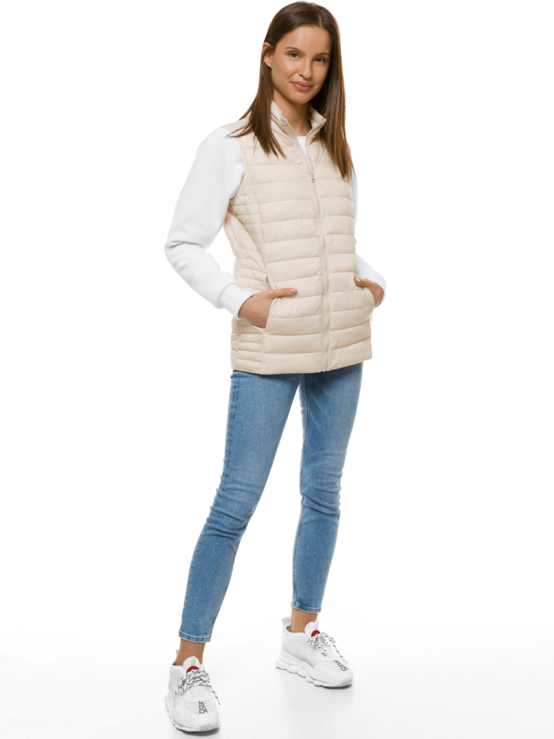 Kamizelka damska pikowana ecru OZONEE JS/M23038/57