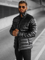 Kurtka skórzana męska czarna OZONEE O/M796Z