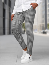 Spodnie męskie chino materiałowe czarno-białe OZONEE DJ/5531Z