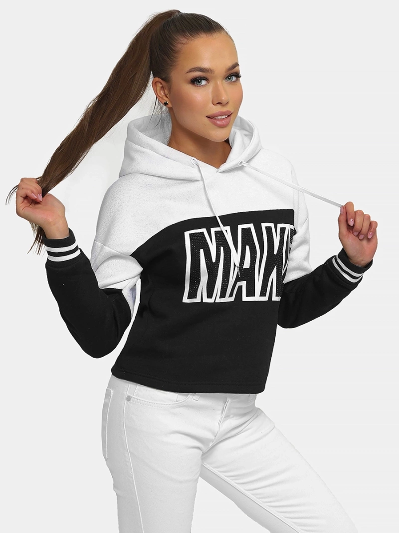 Bluza z kapturem damska biała OZONEE JS/B26024