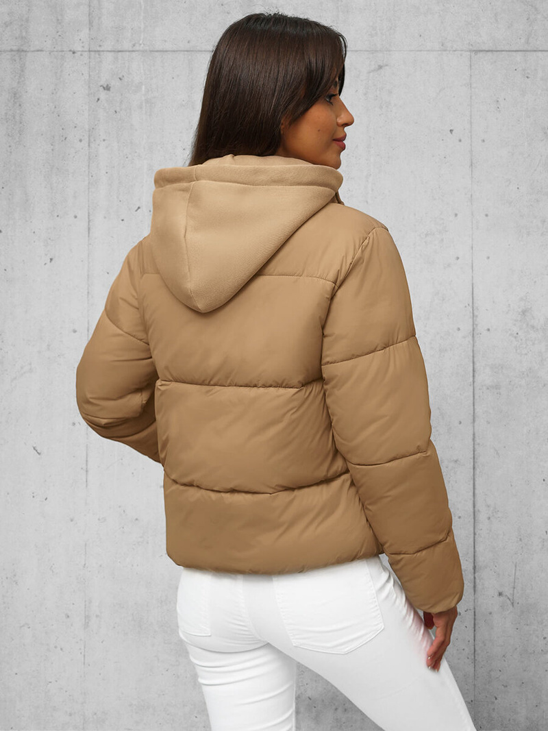 Kurtka zimowa damska pikowana jasno-beżowa OZONEE JS/16M9187/158