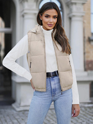 Стьобаний жіночий жилет Бежева OZONEE JS/16M9091/62