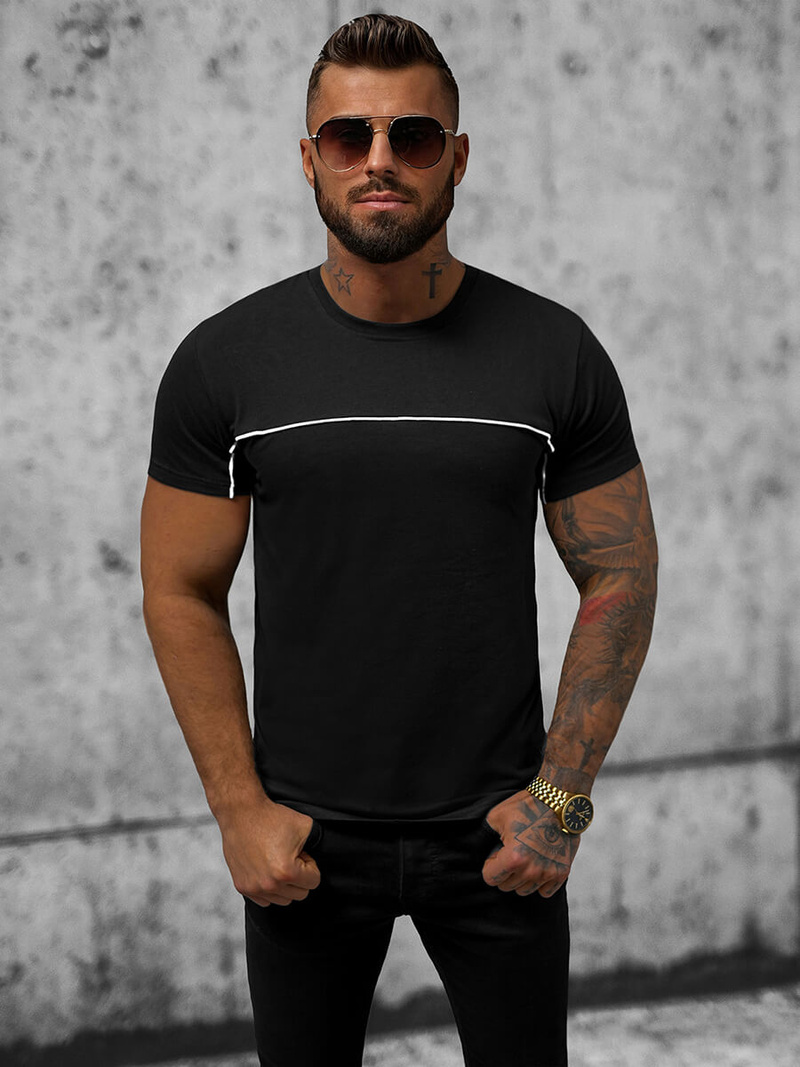 T-shirt męski czarny OZONEE JS/8T250/3