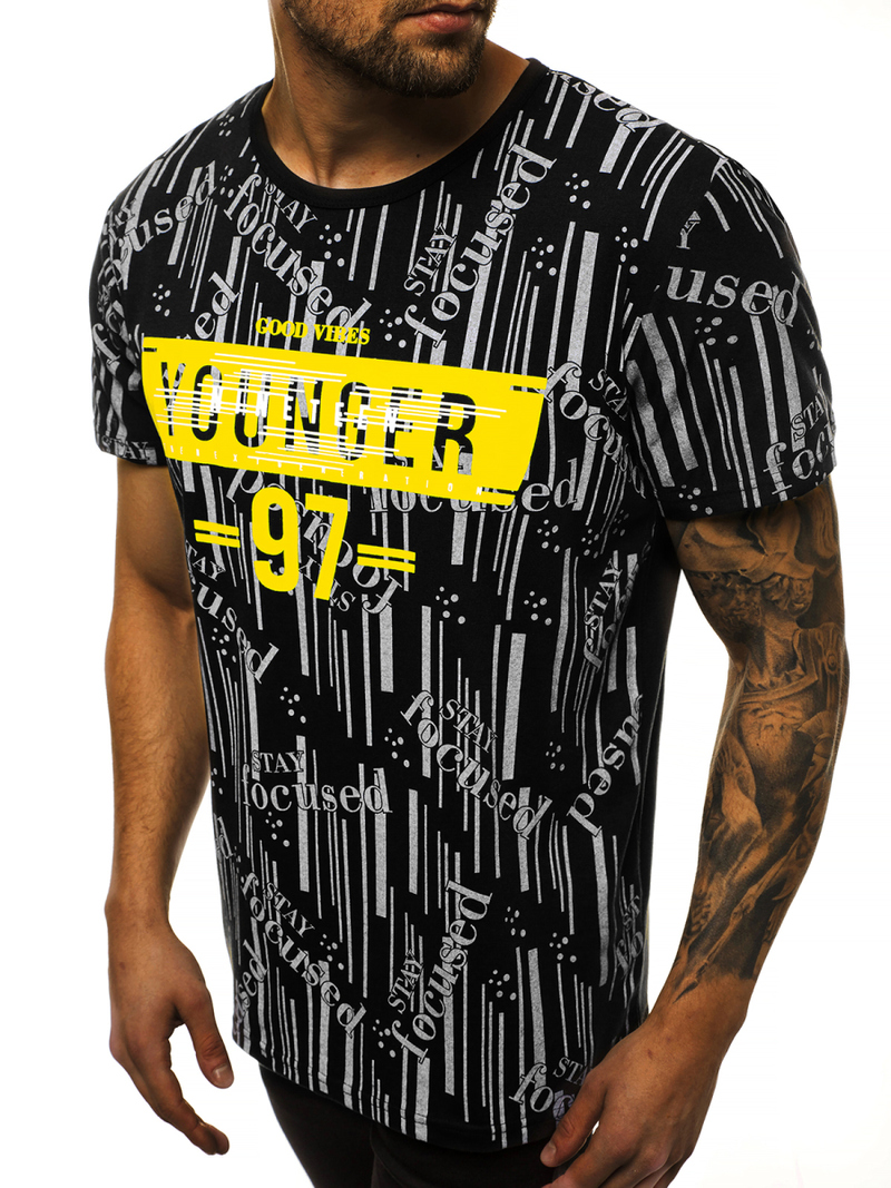 T-Shirt męski czarny OZONEE JS/KS1993