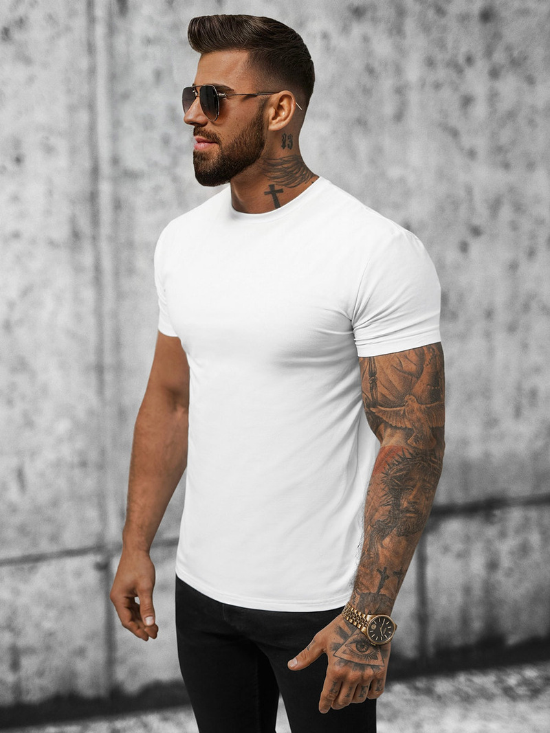 T-shirt męski slim fit biały OZONEE NB/MT3001