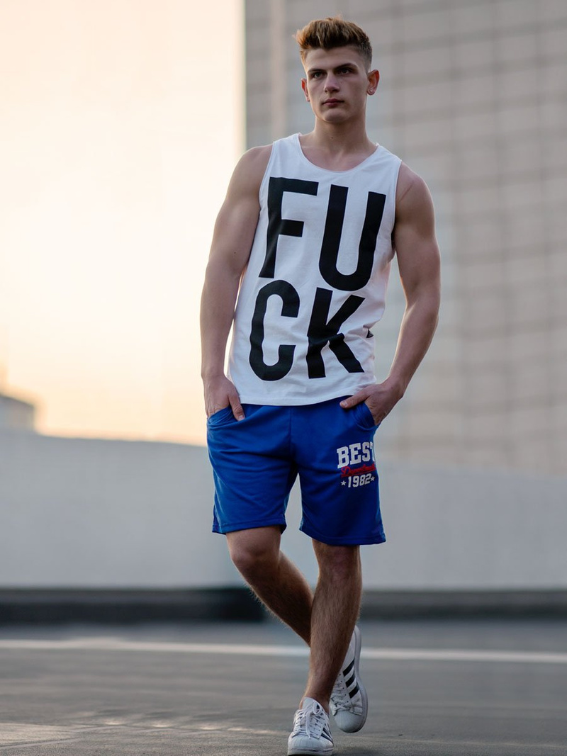 Koszulka bez rękawów męska biała OZONEE O/1268Z