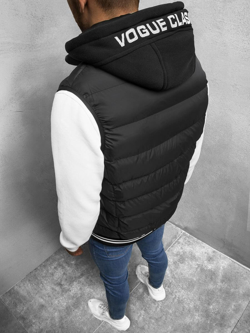 Kamizelka męska pikowana z kapturem czarna OZONEE N/6879