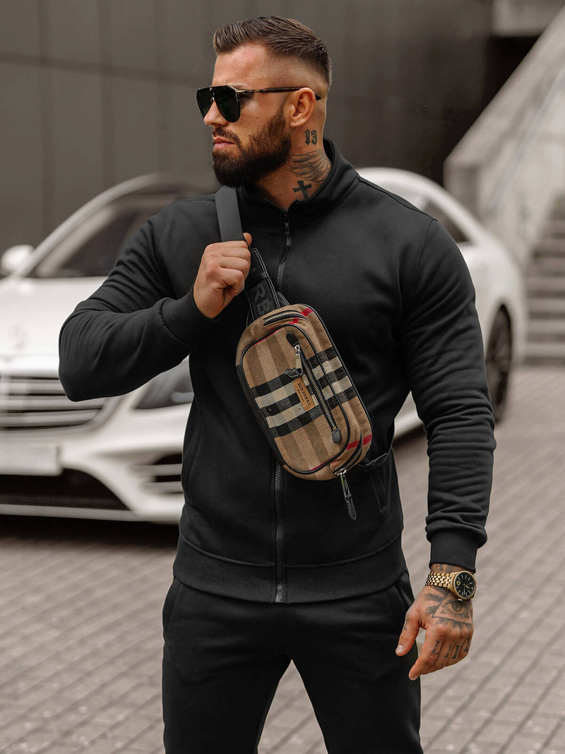 Komplet dresowy męski czarny OZONEE JS/68C10385/3Z