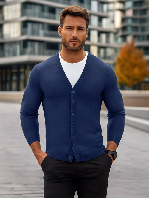 Sweter męski rozpinany ciemno-niebieski OZONEE NB/MM6006/5Z