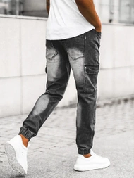 Spodnie jeansowe joggery męskie czarne OZONEE NB/MP0131N