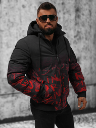 Kurtka zimowa męska pikowana czarno-czerwona OZONEE JS/27M8102