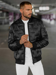 Kurtka skórzana męska bomberka czarna OZONEE O/11Z8099Z