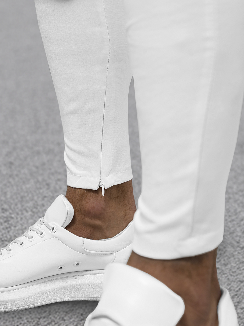 Spodnie męskie chino materiałowe białe OZONEE DJ/3300