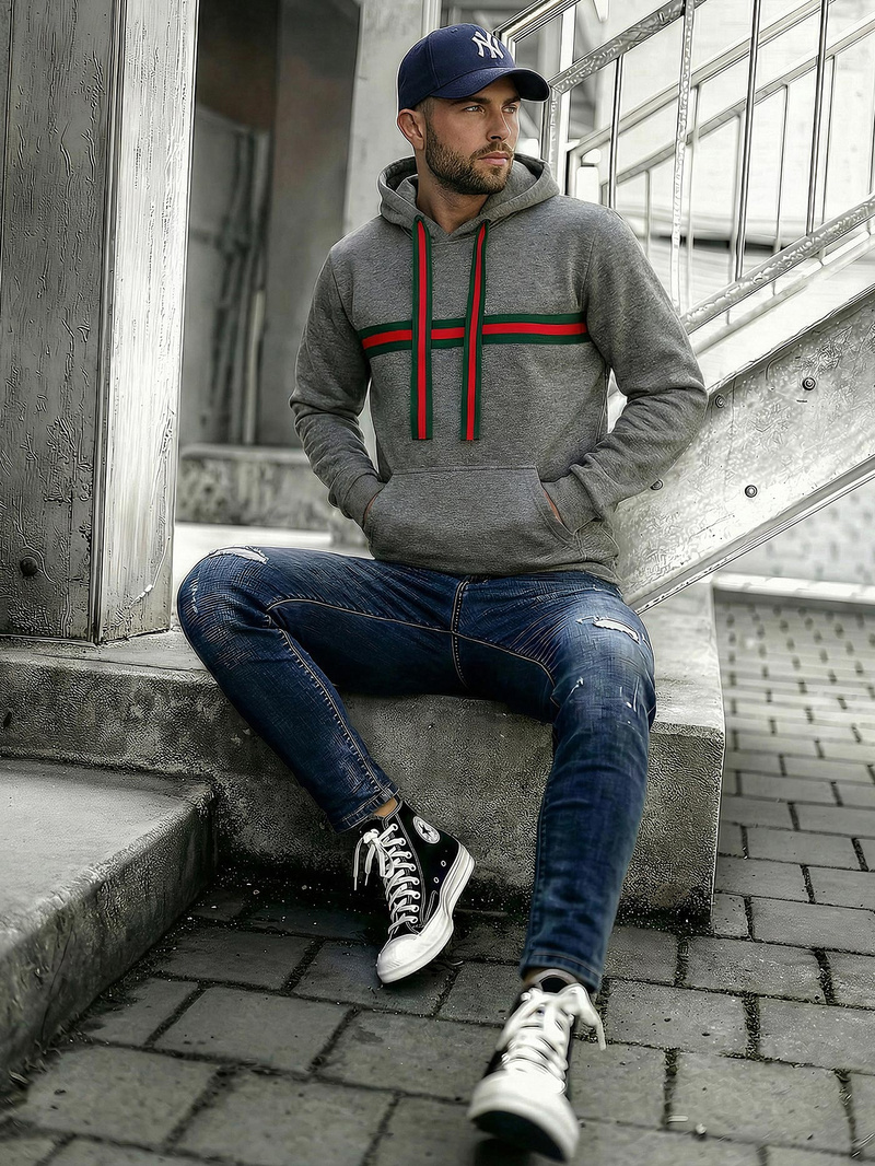 Bluza z kapturem męska grafitowa OZONEE JS/8B1735/5Z