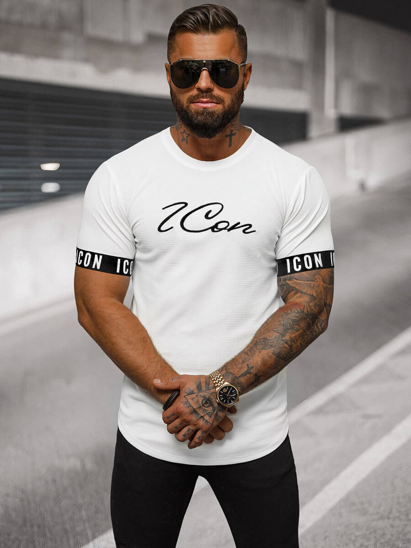 T-shirt męski biały OZONEE O/T7578