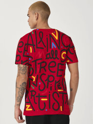 T-Shirt męski z nadrukiem czerwony OZONEE MR/21518