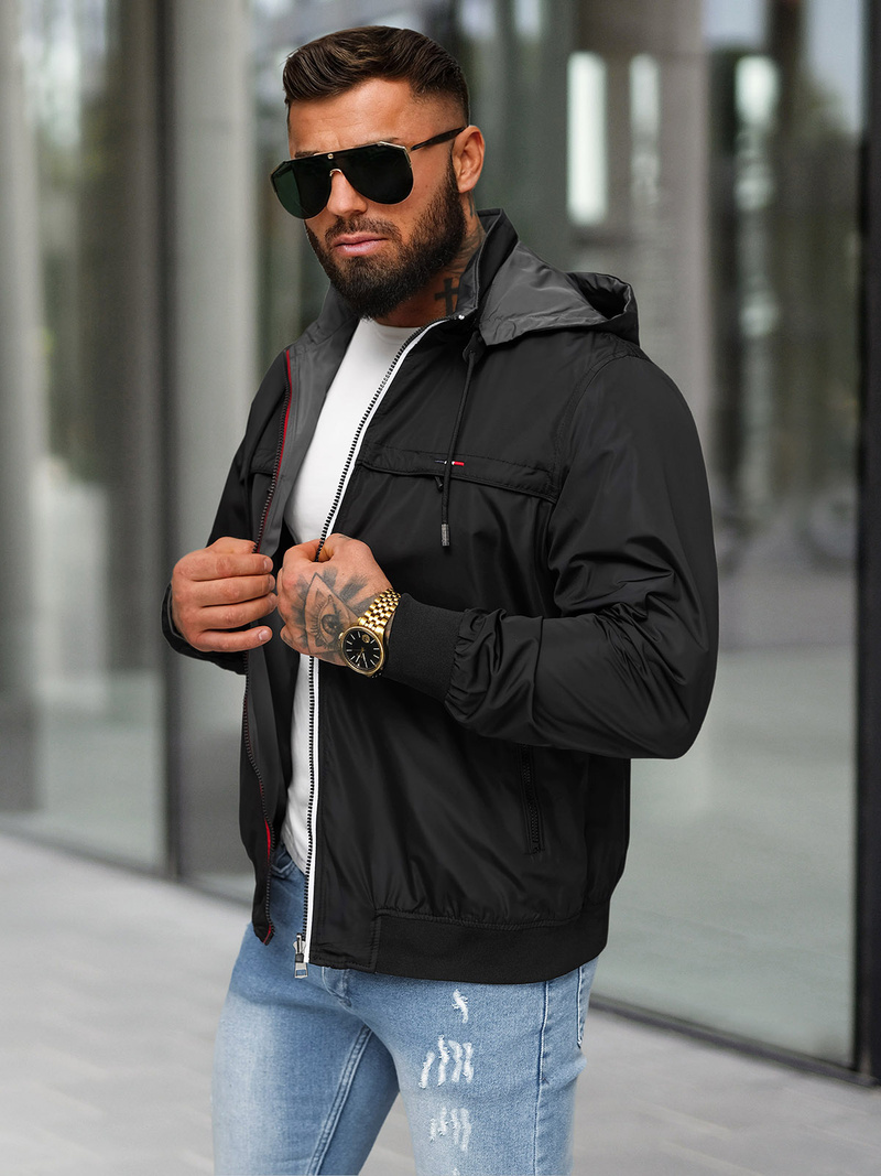 Чоловіча двостороння куртка чорна OZONEE JS/16M9207/392