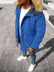 Kurtka zimowa męska parka z futerkiem niebieska OZONEE JB/JP1173/5Z