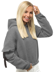 Bluza damska z kapturem ciemno-szara OZONEE O/12104