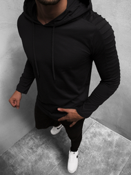 Longsleeve z kapturem męski czarny OZONEE MECH/2148TZ