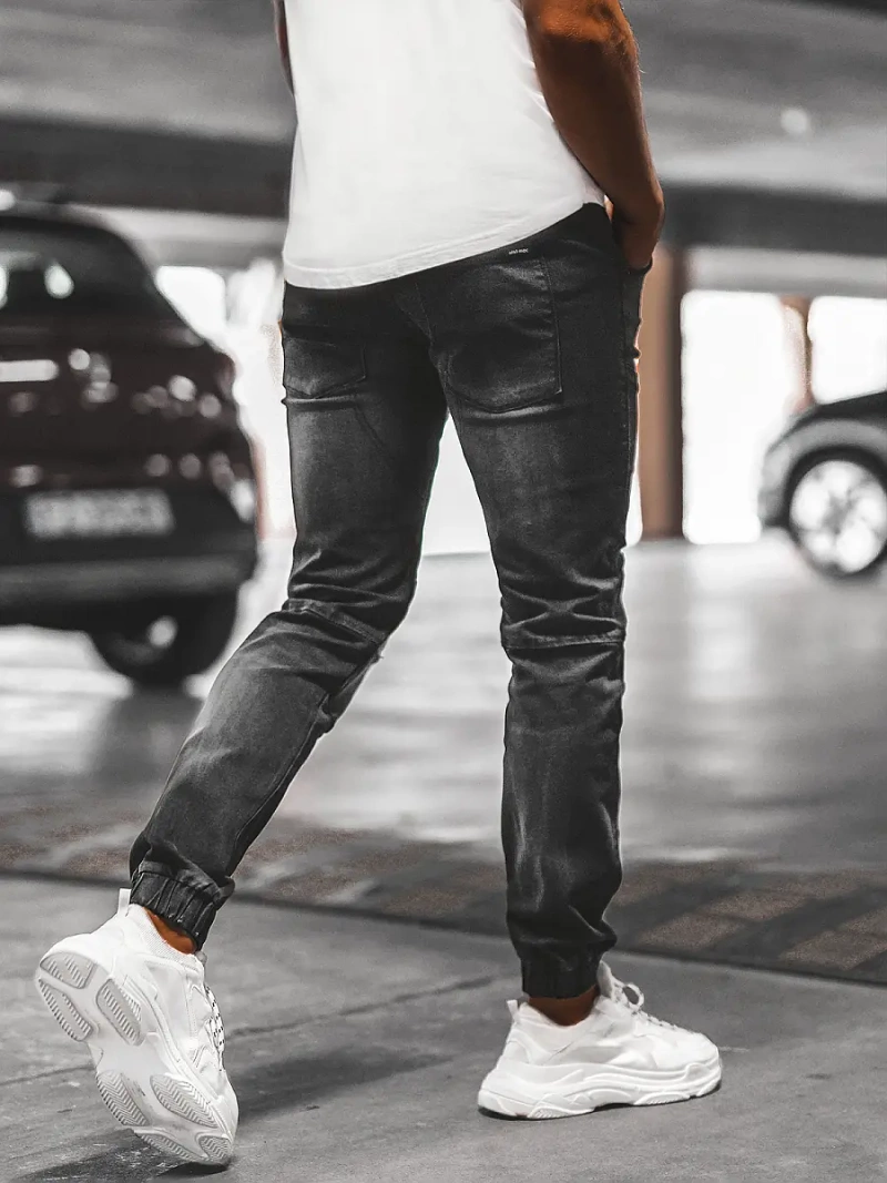 Spodnie jeansowe joggery męskie czarne OZONEE NB/MP0011NZ