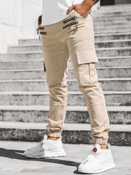 Spodnie męskie chino joggery beżowe OZONEE ZAZ/191376