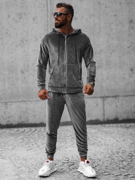 Komplet dresowy męski welurowy szary OZONEE O/D8160/9157