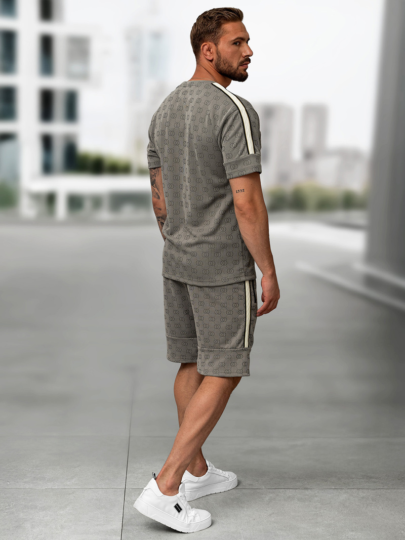 Komplet dresowy męski krótki ciemno-szary OZONEE O/QQ1621AB