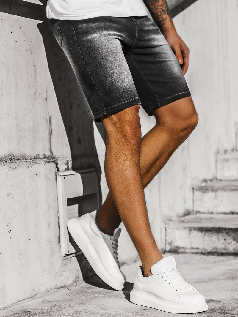 Spodenki męskie jeansowe czarne OZONEE JS/KK1072Z