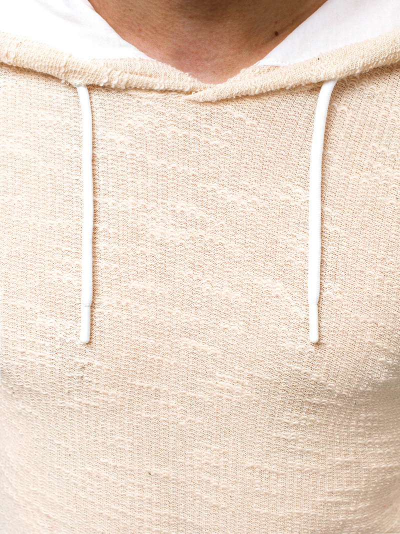 Bluza męska z kapturem beżowa OZONEE O/1252Z