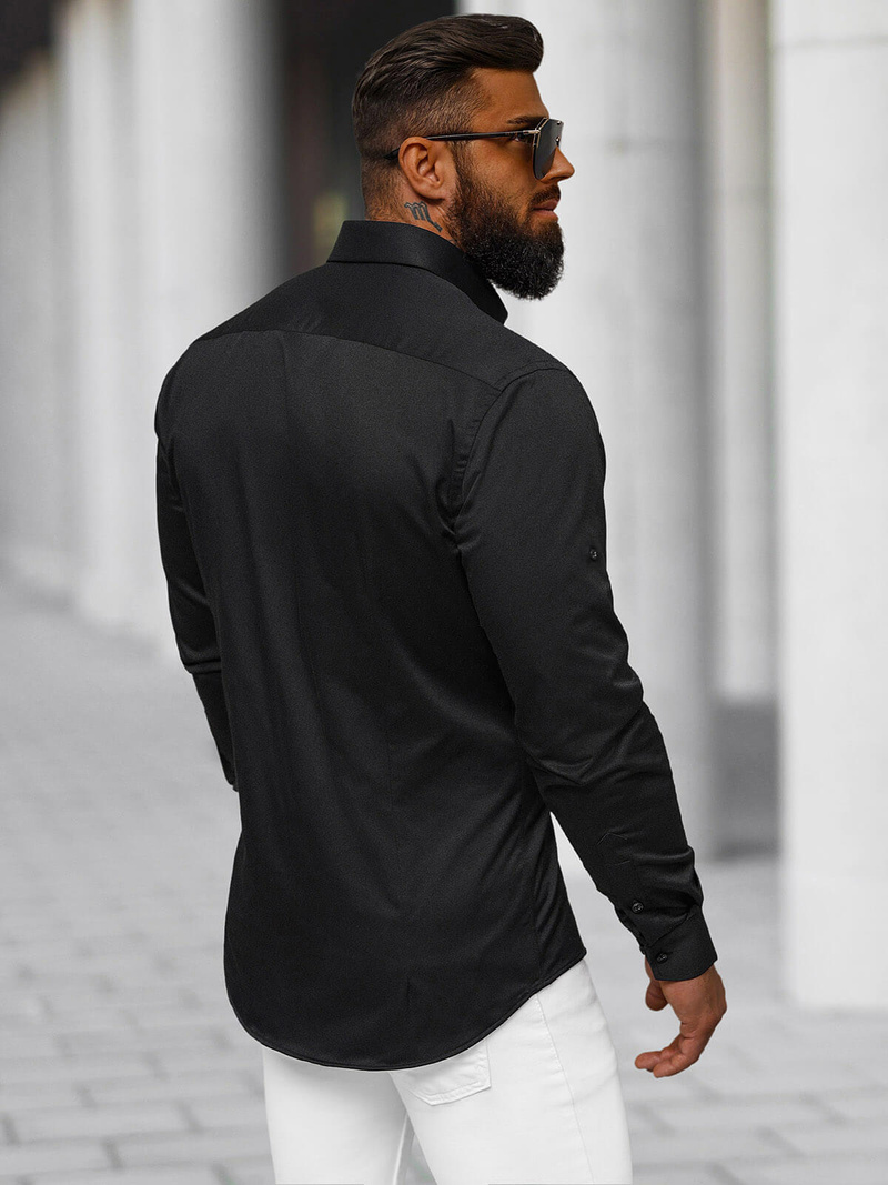 Koszula męska czarna OZONEE O/V125