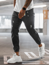 Spodnie jeansowe joggery męskie grafitowe OZONEE DO/6108/5