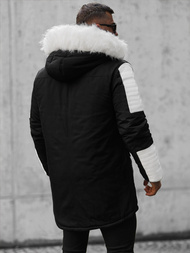 Kurtka zimowa męska parka z futerkiem czarno-biała OZONEE O/5832/22Z