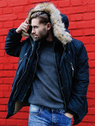 Kurtka zimowa męska parka z futerkiem czarna OZONEE JB/X1045KZ 