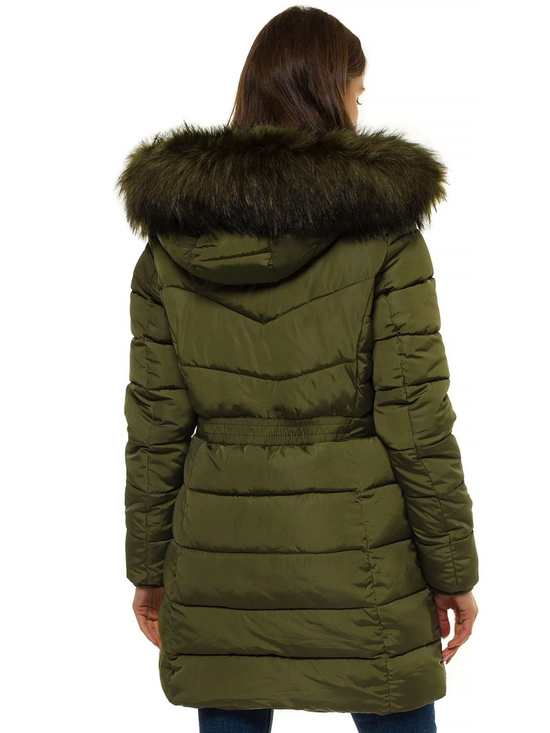 Kurtka zimowa damska parka z futerkiem khaki OZONEE O/M1556/29