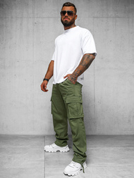 Spodnie męskie cargo wide leg khaki OZONEE O/G3179Z