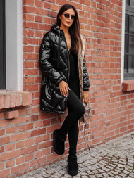 Kurtka zimowa damska długa czarna OZONEE JS/5M3189/392Z