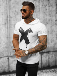 T-shirt męski z kapturem biały OZONEE JS/8T203