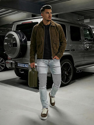 Spodnie jeansowe męskie slim fit jasno-niebieskie OZONEE O/EM8889Z