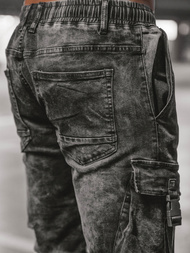 Spodnie jeansowe joggery męskie czarne OZONEE DR/TF082Z